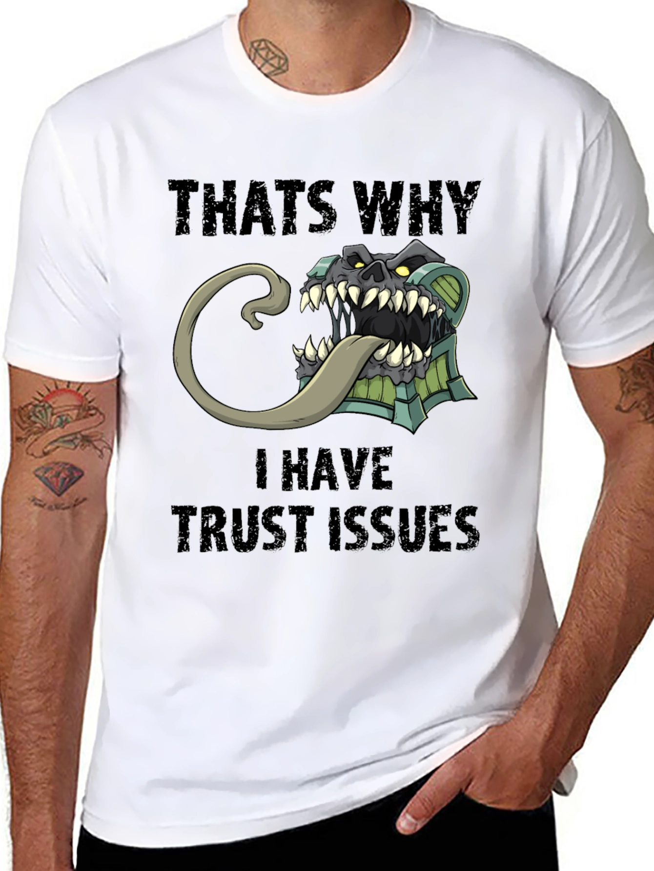 Black Trust Issues T-Shirt Funny Mimic Monster Tee view 8