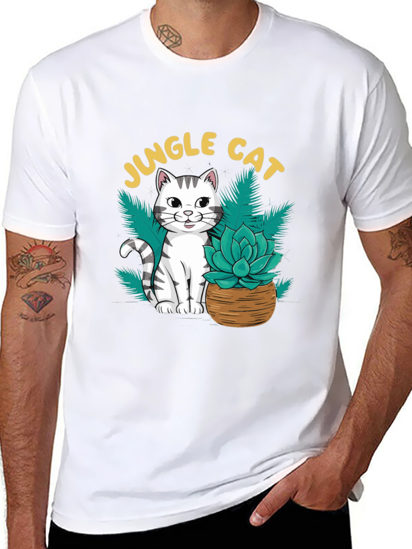 Black Jungle Cat Graphic T-Shirt - Cool Cat Lover Tee view 8