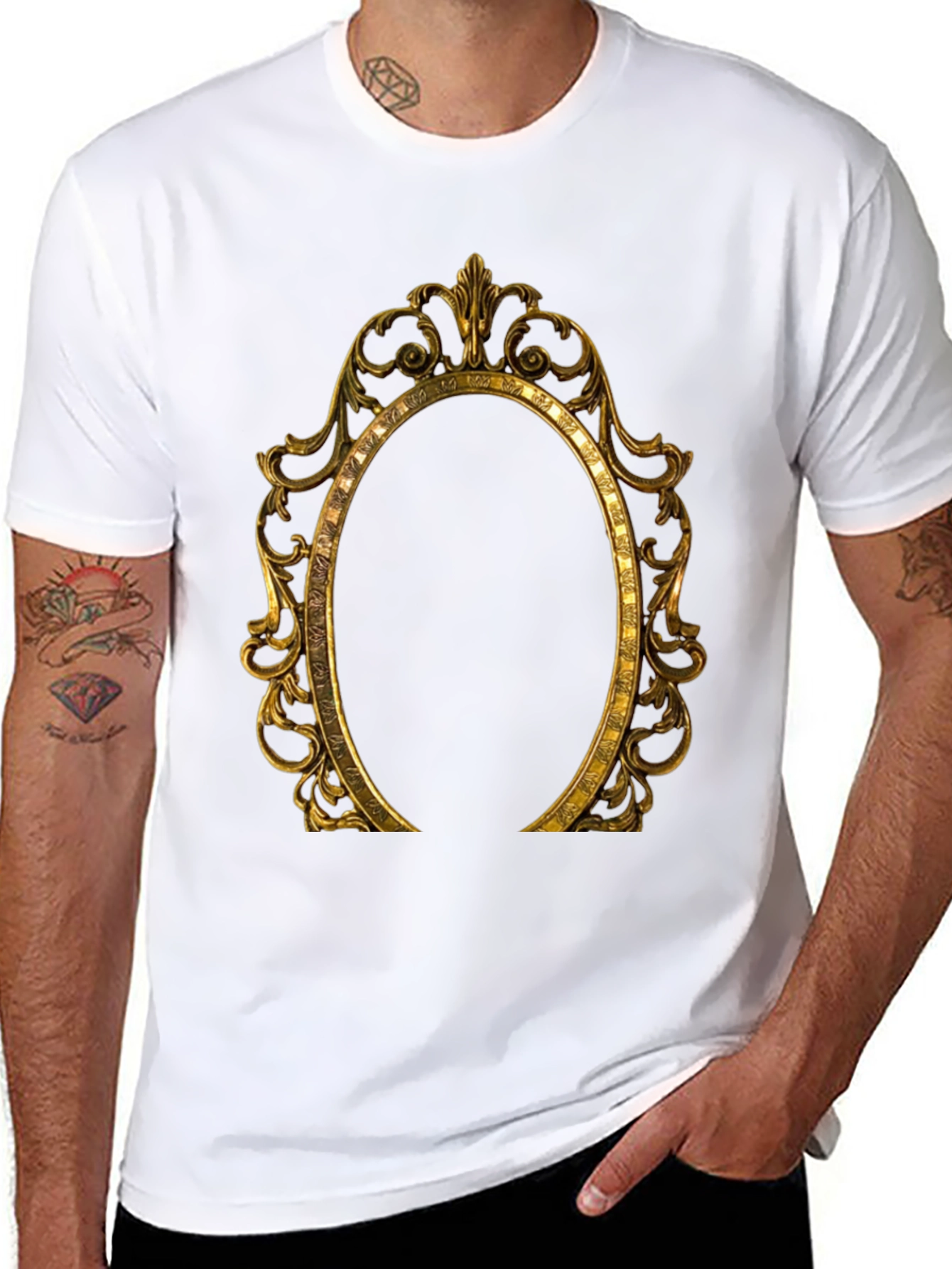 Ornate Gold Frame Graphic Tee - 8