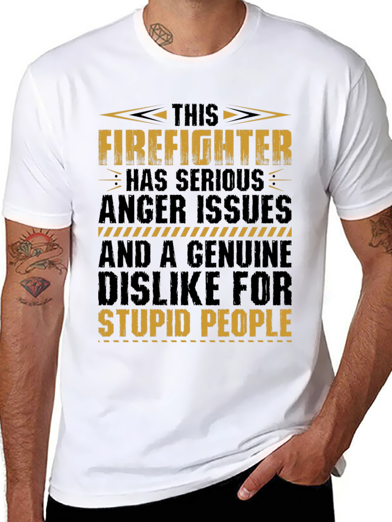 Black Firefighter Anger Issues Graphic Tee view 8