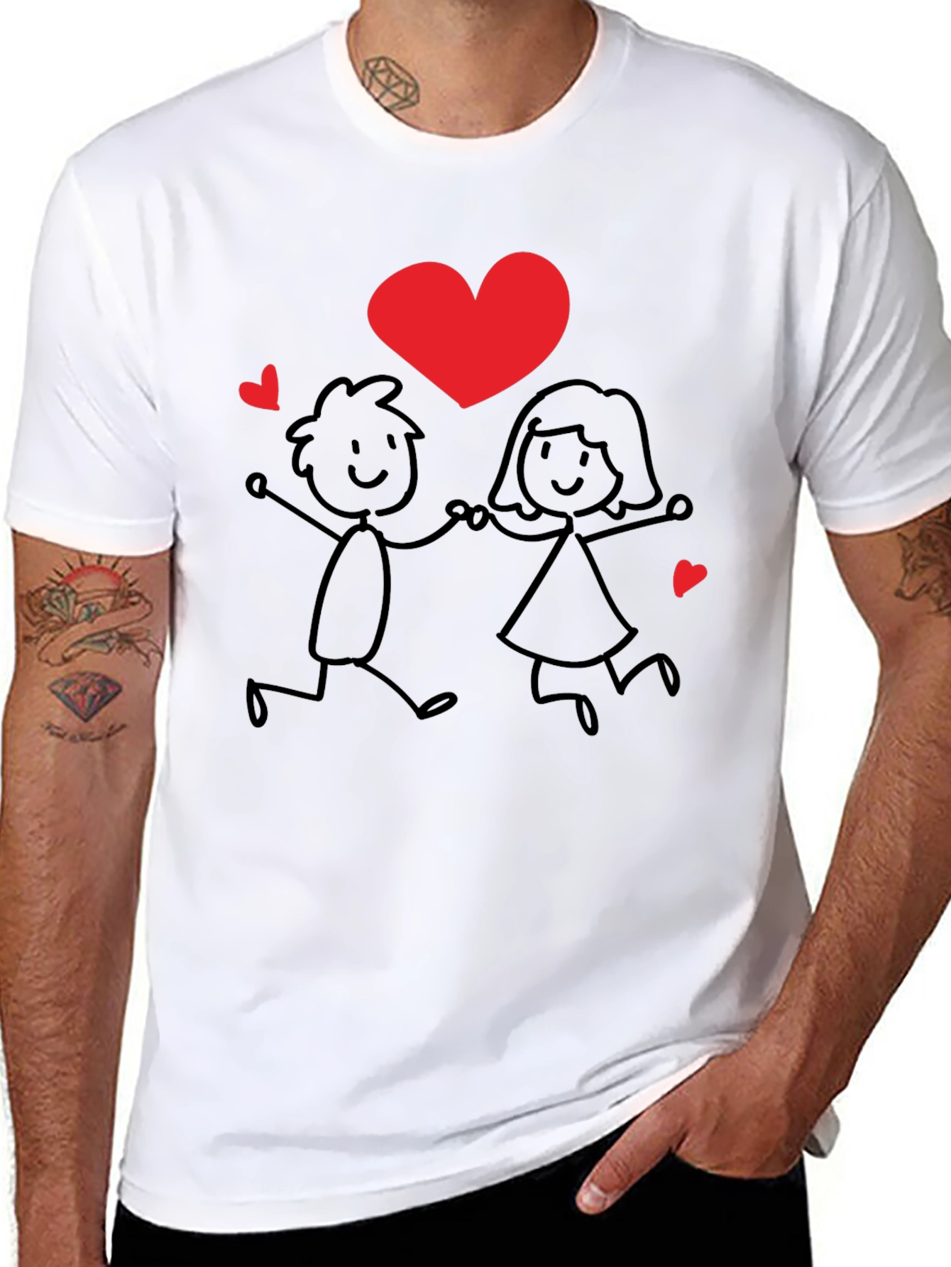 Black Love Couple Graphic Tee - Unisex Black T-Shirt view 8
