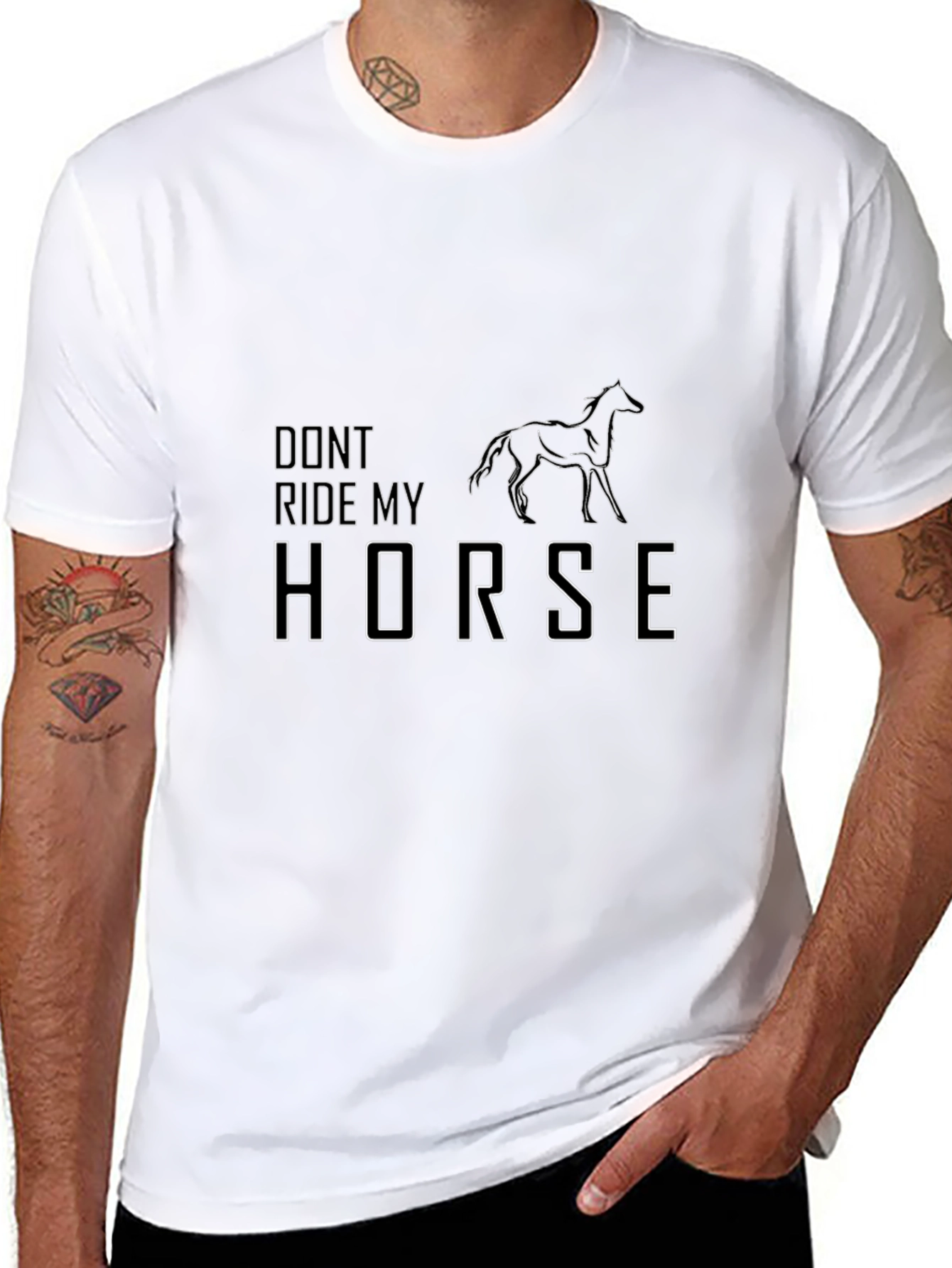 Black Don't Ride My Horse Graphic Tee - Black Cotton T-Shirt view 8