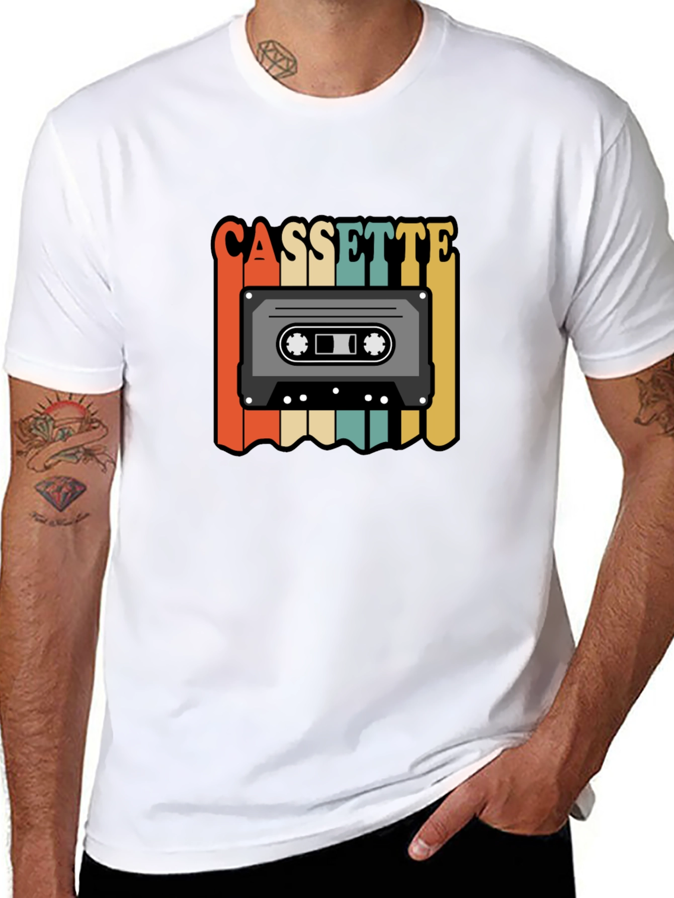 Black Retro Cassette Tape Graphic Tee view 8