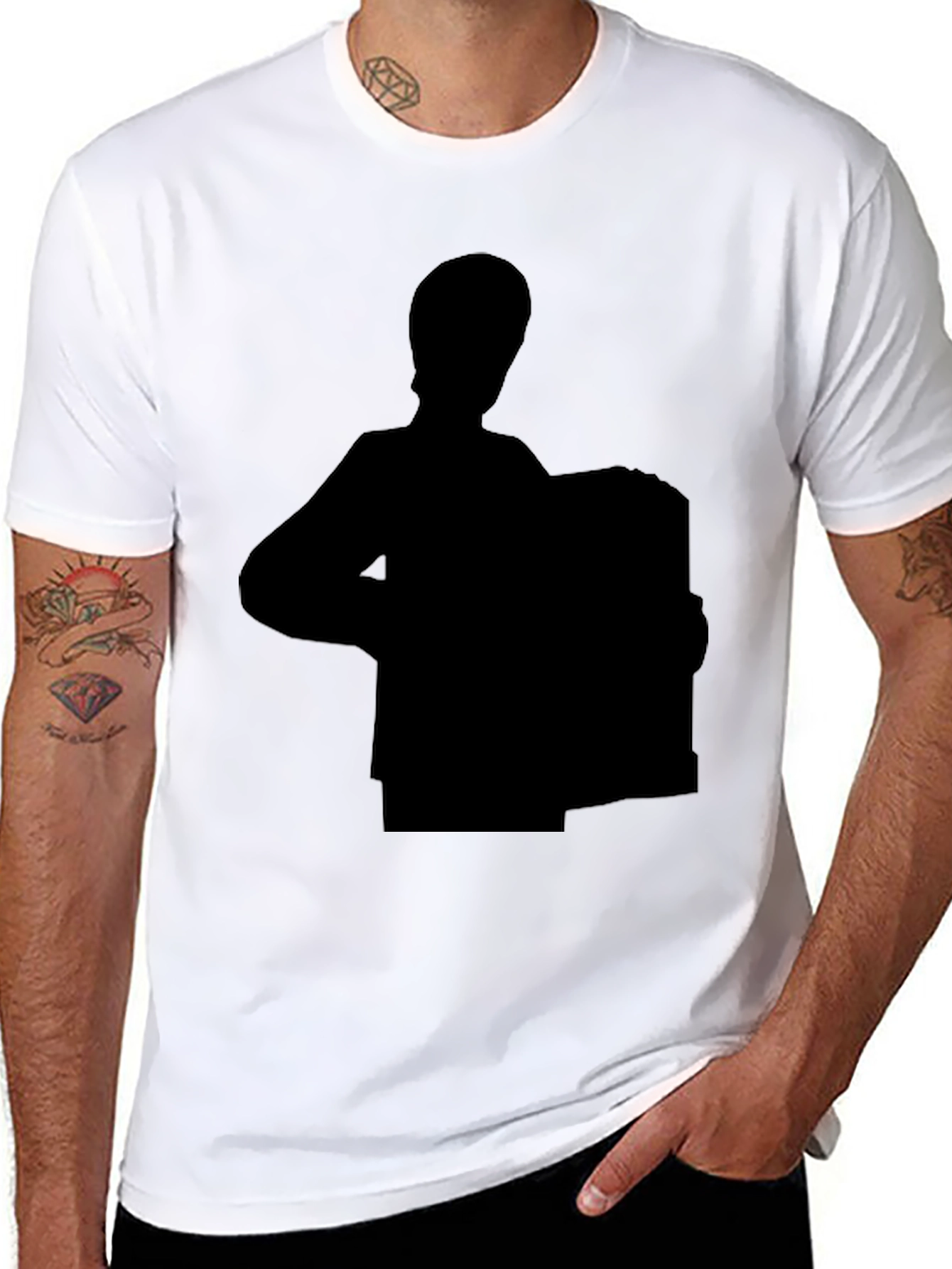 Black Men's Black Graphic Tee view 8