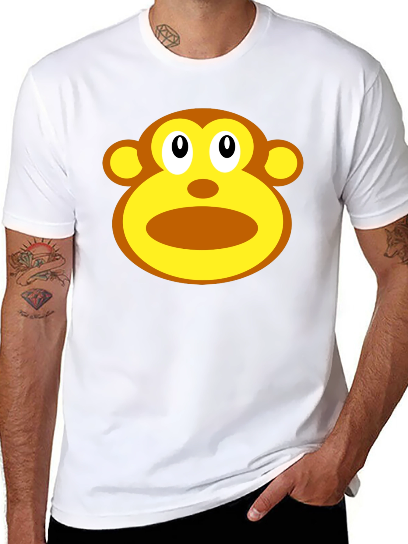 Black Monkey Face Graphic T-Shirt - Unisex Black Tee view 8