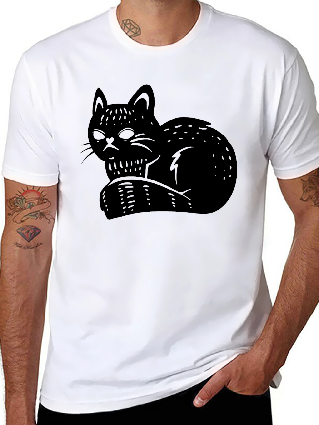 Black Black Cat Graphic Tee - Stylish Comfort view 8