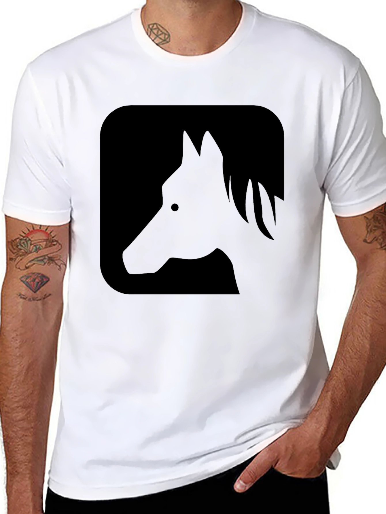 Black Black Horse Silhouette Graphic Tee - Casual Comfort view 8