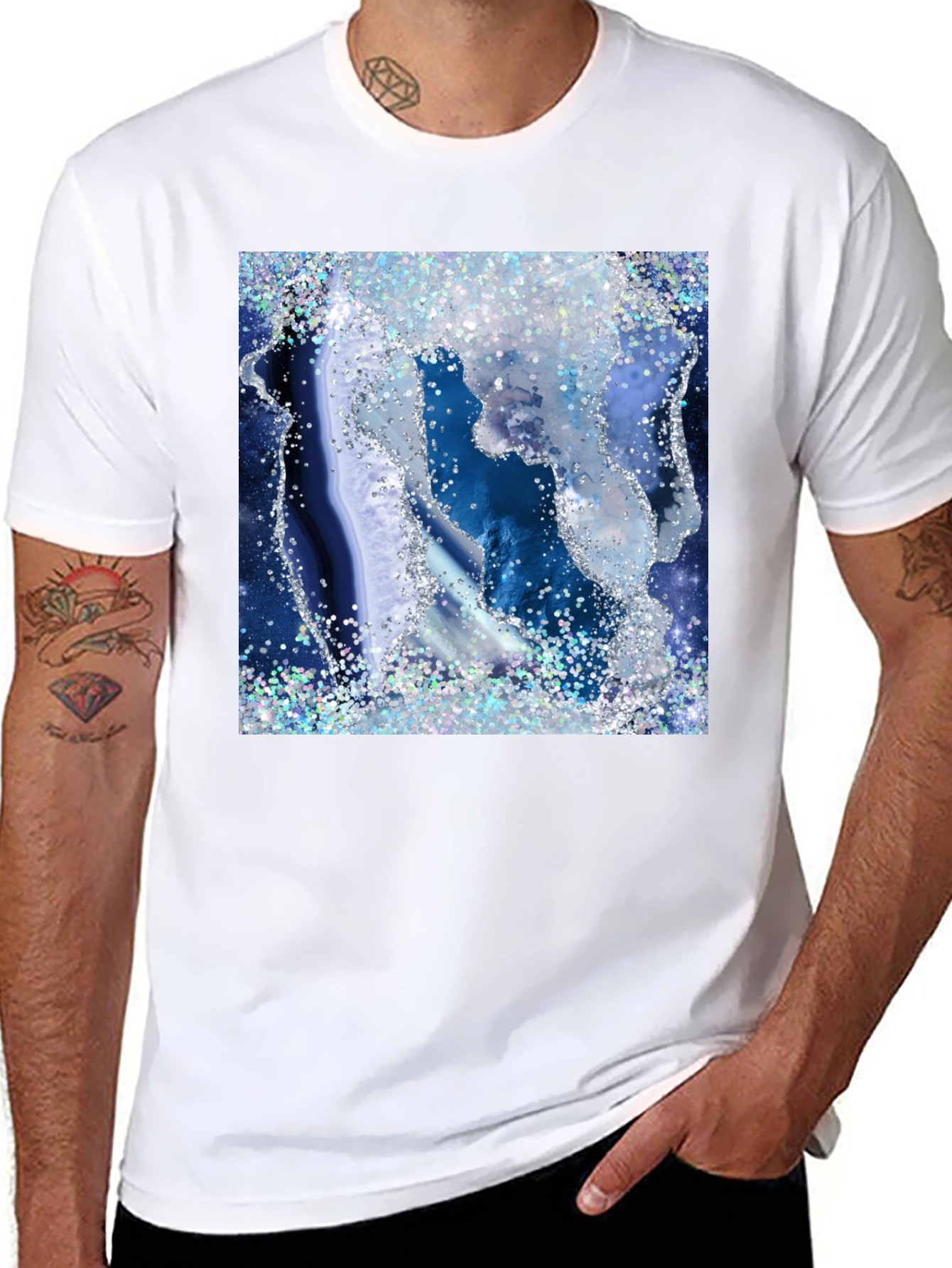 Black Blue Geode Glitter Graphic Tee view 8