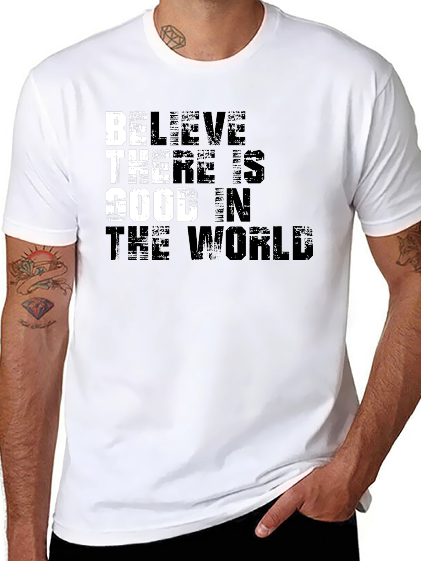 Black Believe There is Good in the World T-Shirt view 8