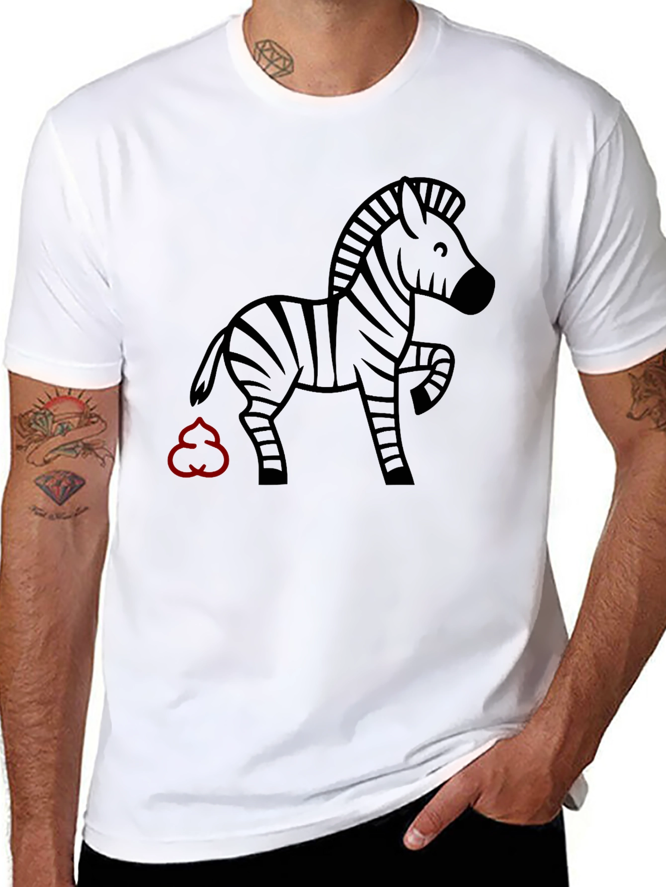 Black Funny Zebra Graphic Black T-Shirt view 8