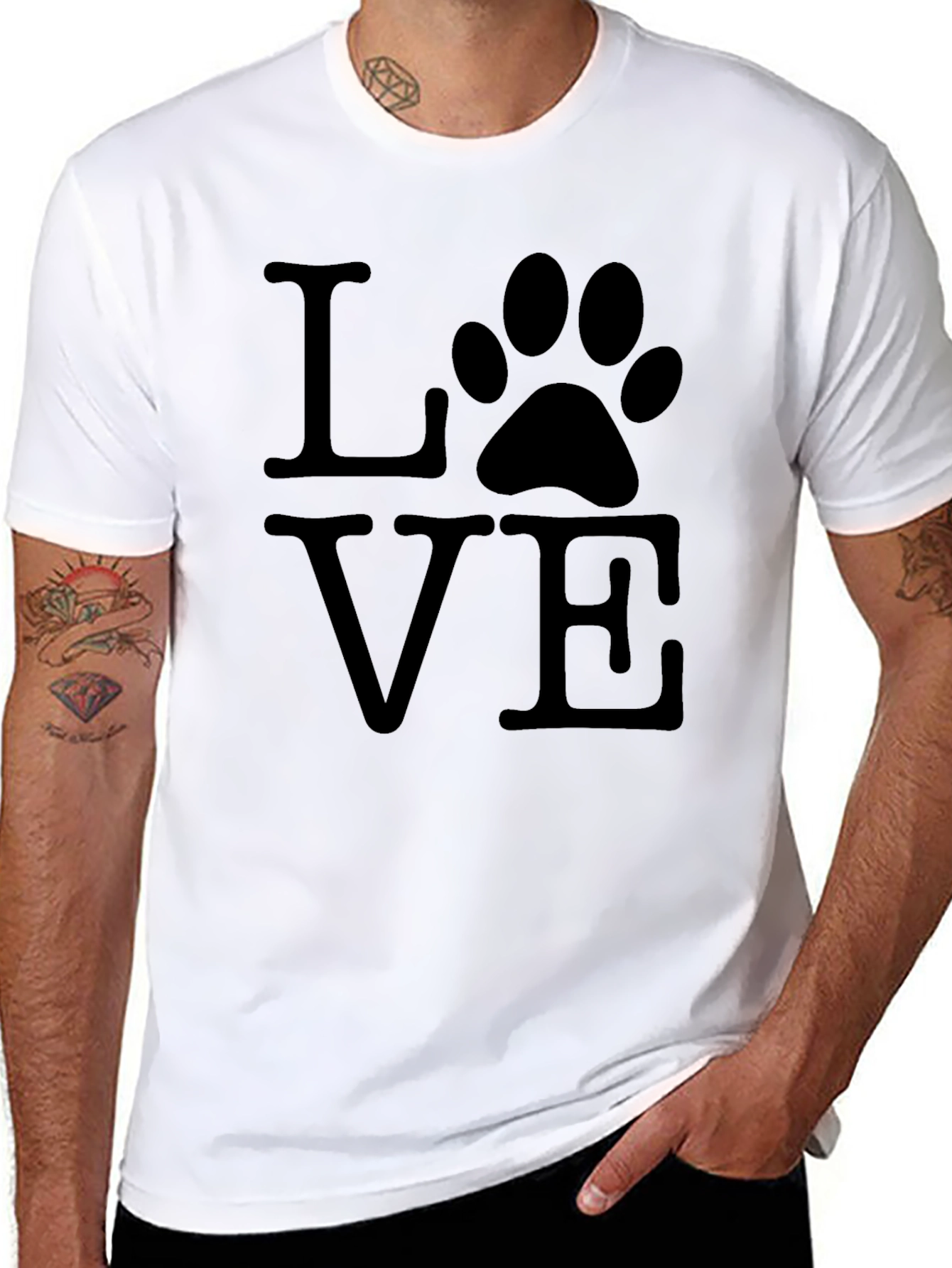 Black Love Paw Print Graphic T-Shirt - Casual Wear view 8