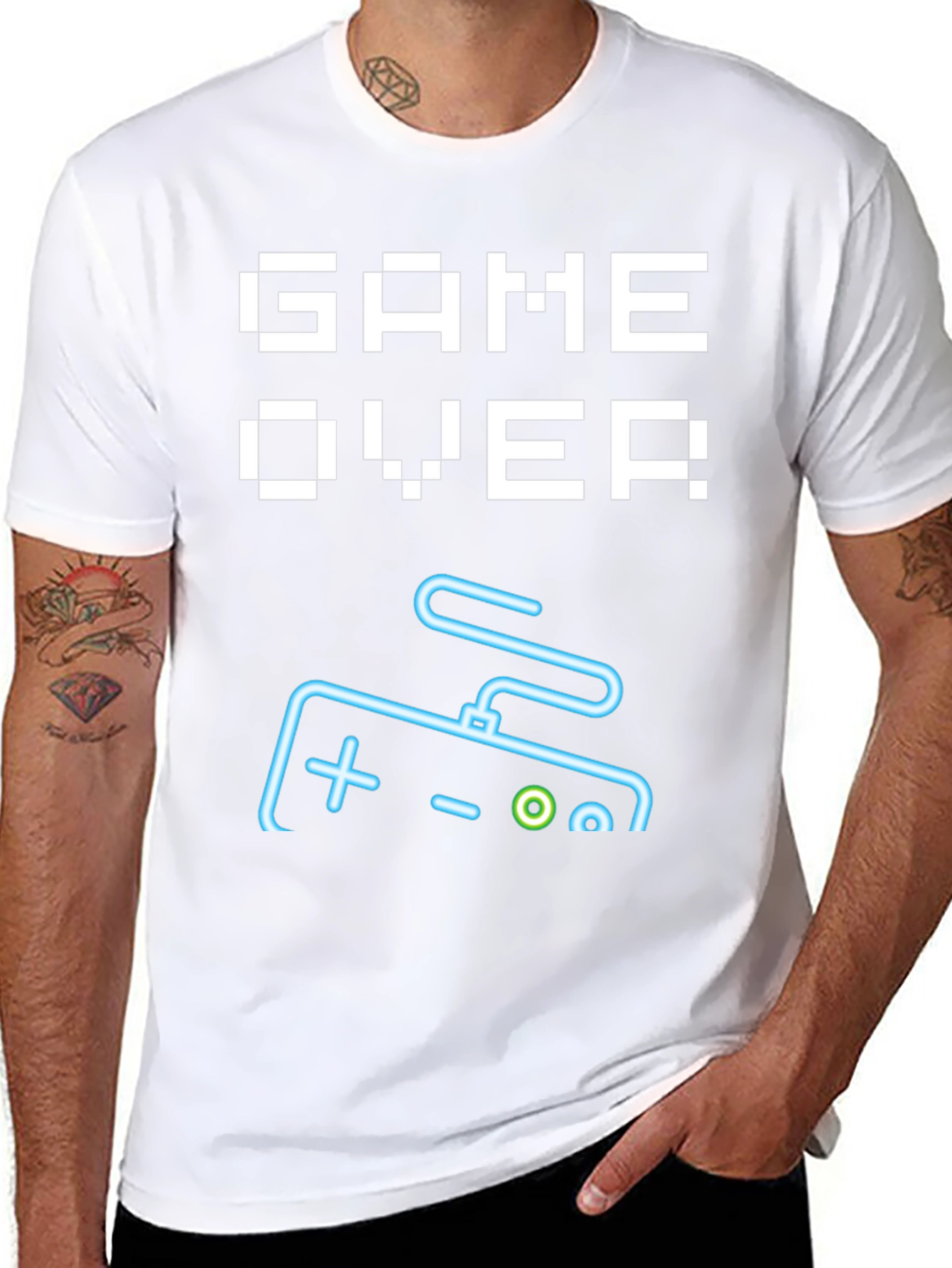 Black Game Over Controller Graphic Tee - Retro Gamer Style view 8