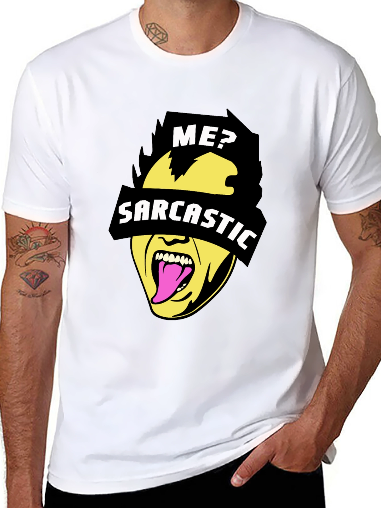 Black Sarcastic Graphic Tee - Black Novelty Humor T-Shirt view 8
