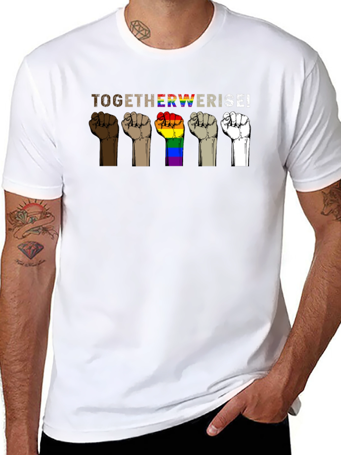 Black Together We Rise Graphic T-Shirt - Black view 8