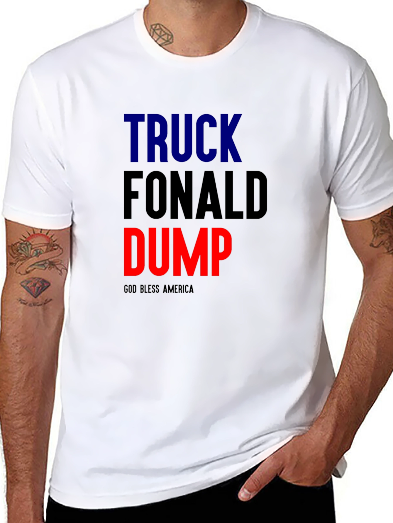 Black Truck Fonald Dump Slogan Graphic Tee view 8