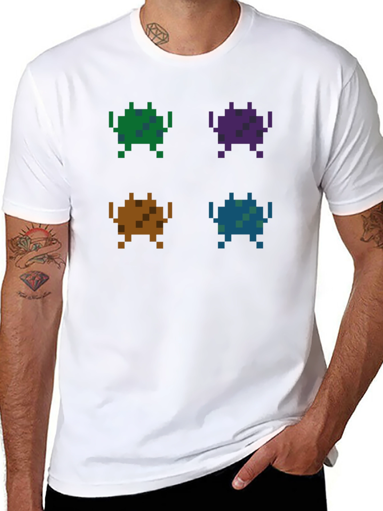 Black Retro Pixel Alien T-Shirt view 8