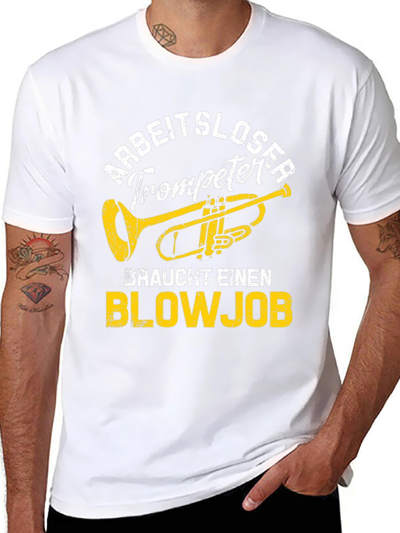 Black Arbeitsloser Trompeter Blowjob T-Shirt view 8