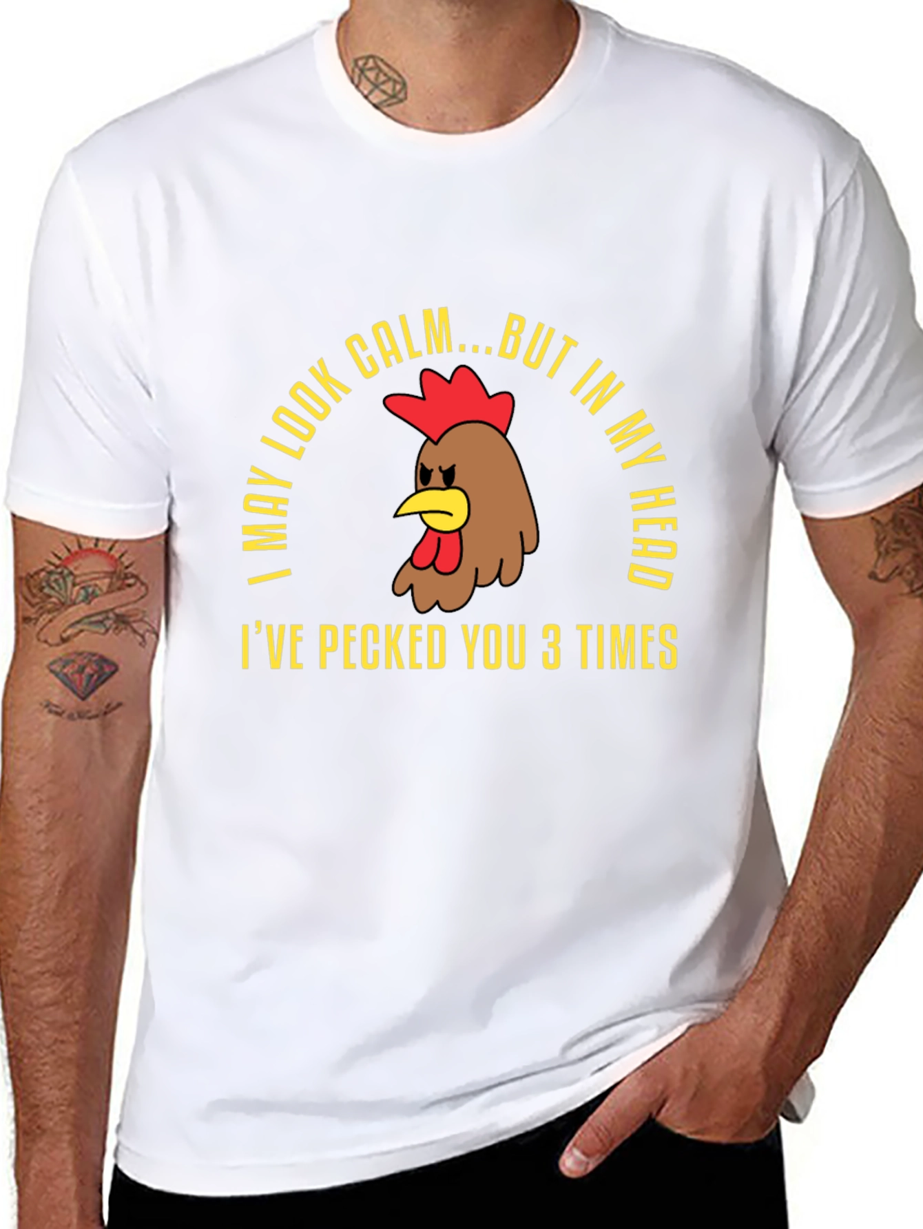 Black Calm Chicken Graphic Tee - Funny Humor T-Shirt view 8