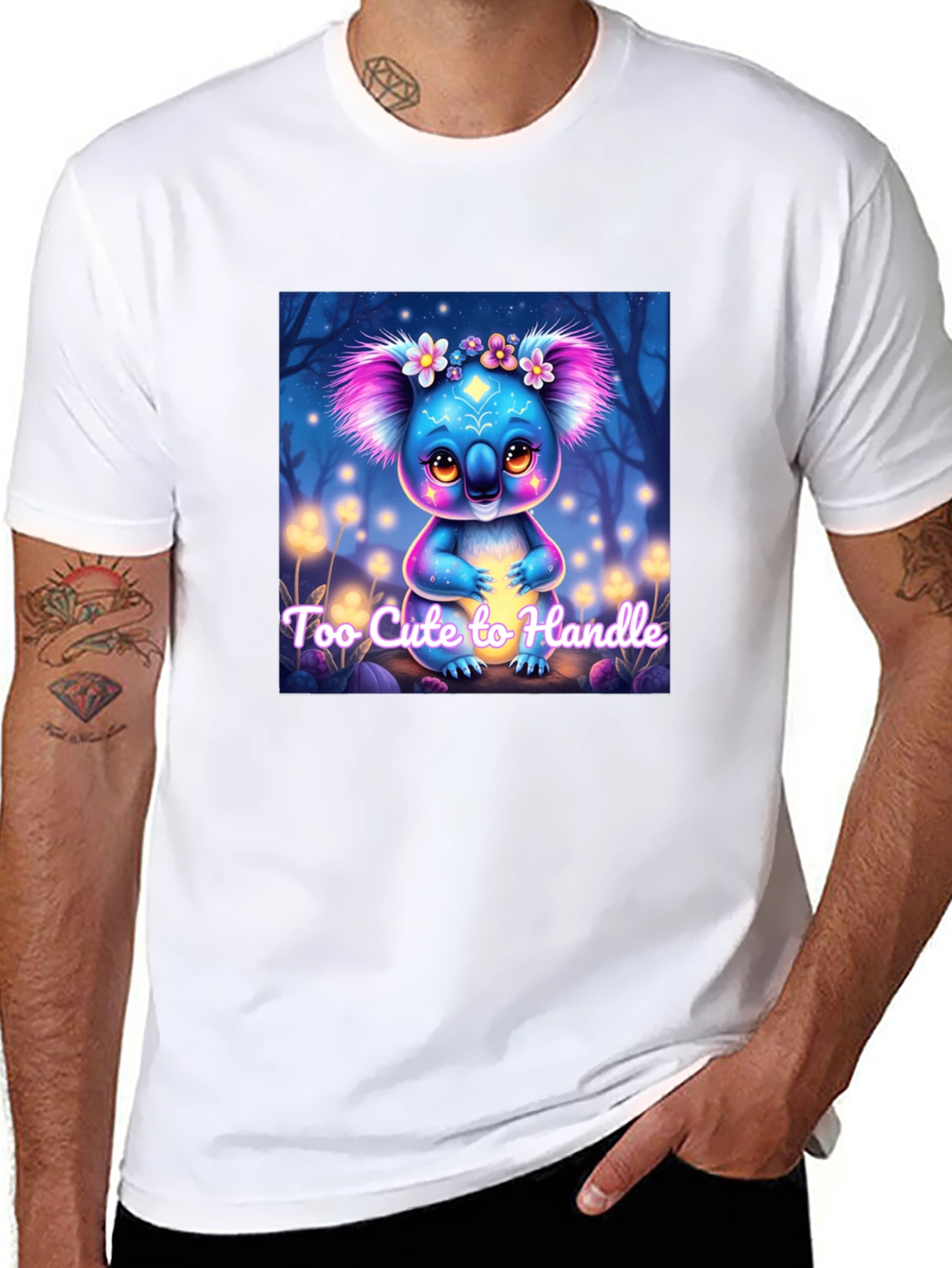 Black Cute Koala Bear Graphic Tee - Unique Design view 8