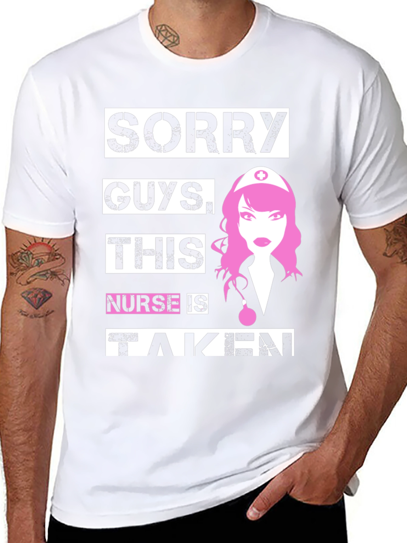 Black Sorry Guys This Nurse is Taken Novelty T-Shirt view 8