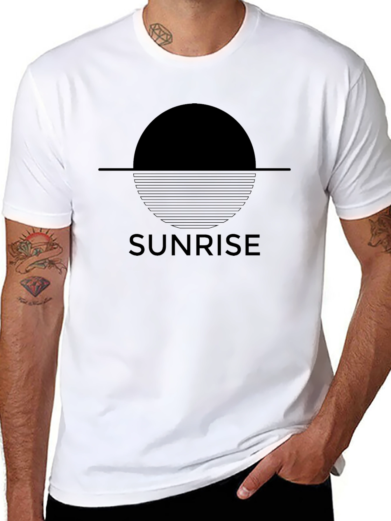 Black Sunrise Graphic T-Shirt - Minimalist Design view 8
