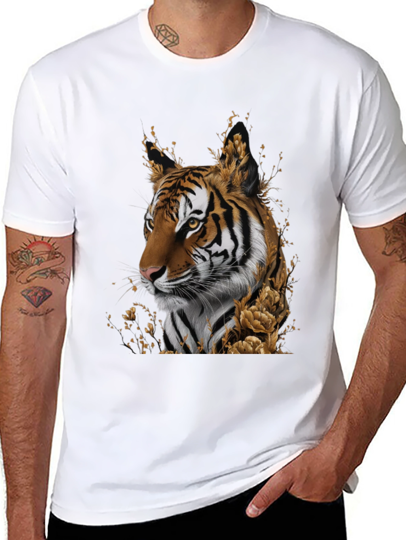 Black Tiger Graphic Black T-Shirt view 8