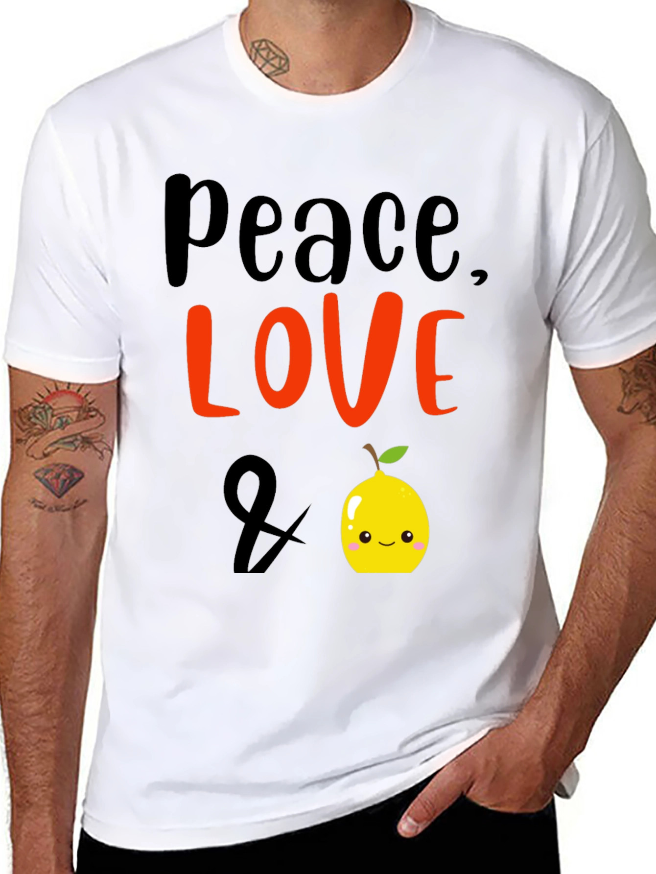 Black Peace, Love & Lemon Graphic Tee - Black view 8