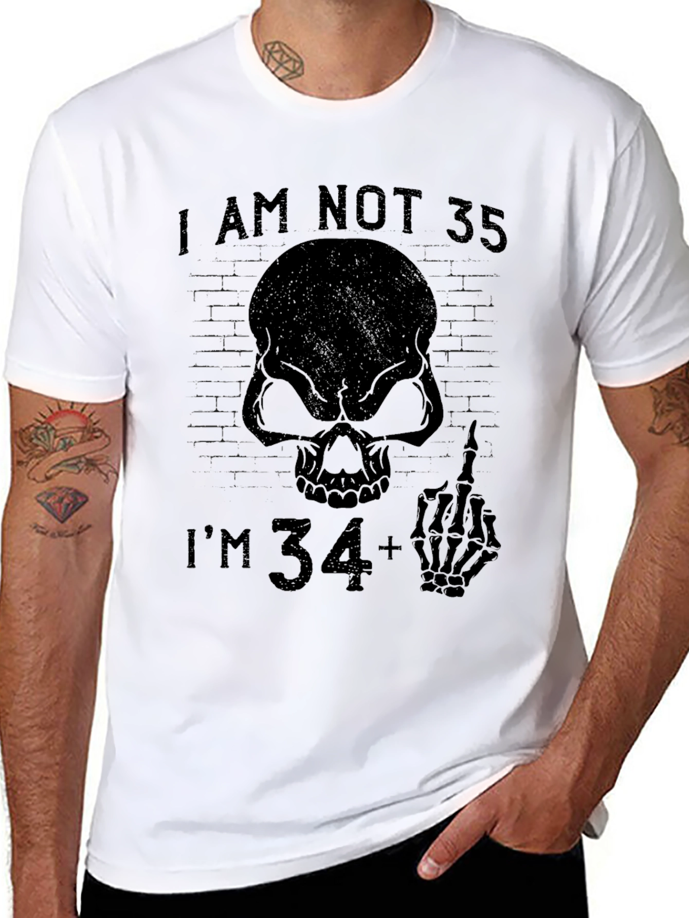 Black I'm Not 35 I'm 34+ Black T-Shirt view 8