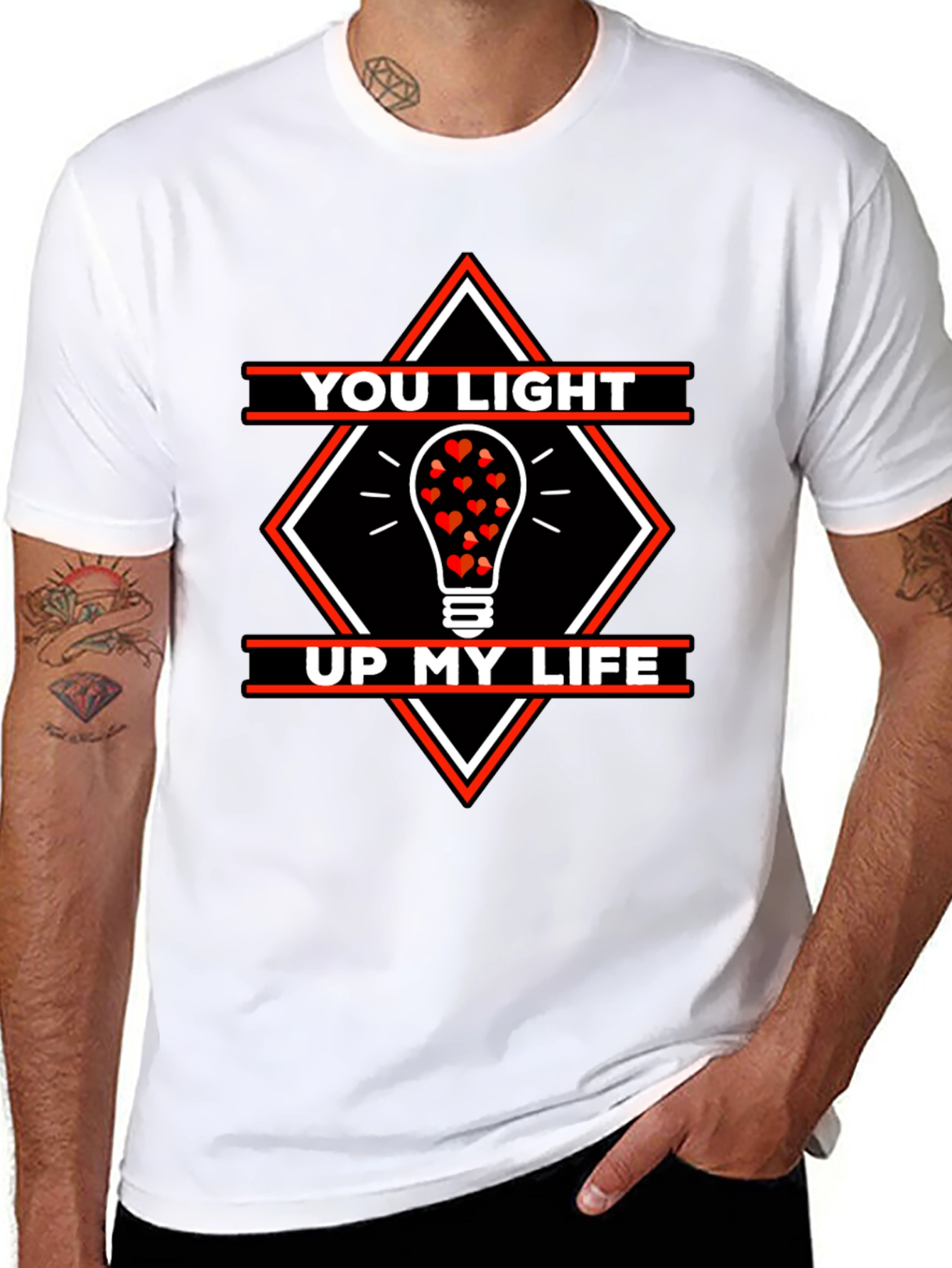 Black Romantic Love You Light Up My Life Graphic T-Shirt view 8