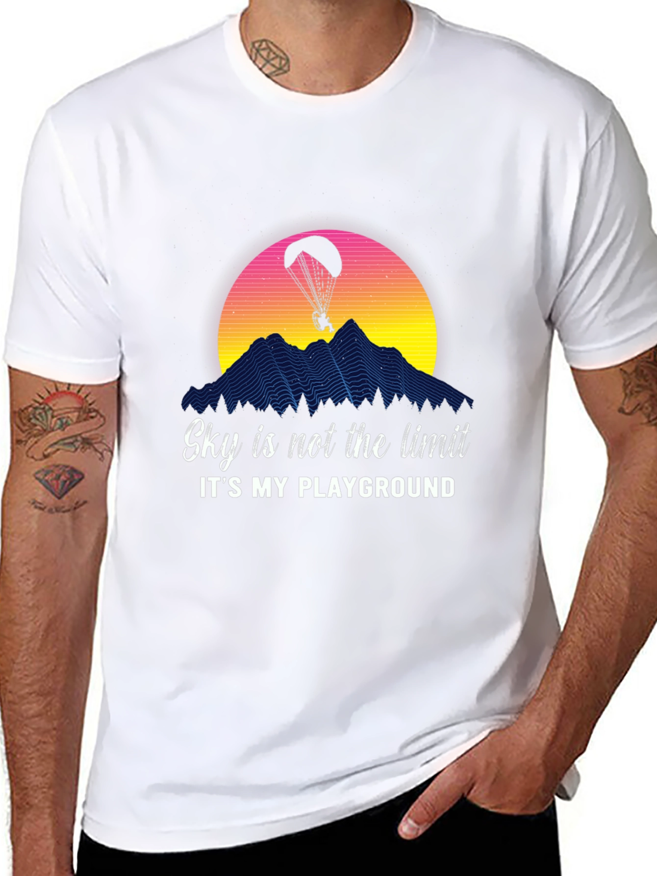 Black Sky's the Limit Paragliding Graphic Tee - Adventure Ready! view 8