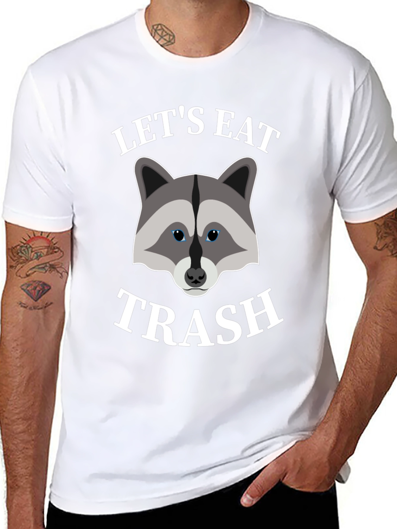 Black Let's Eat Trash Raccoon Graphic Tee view 8