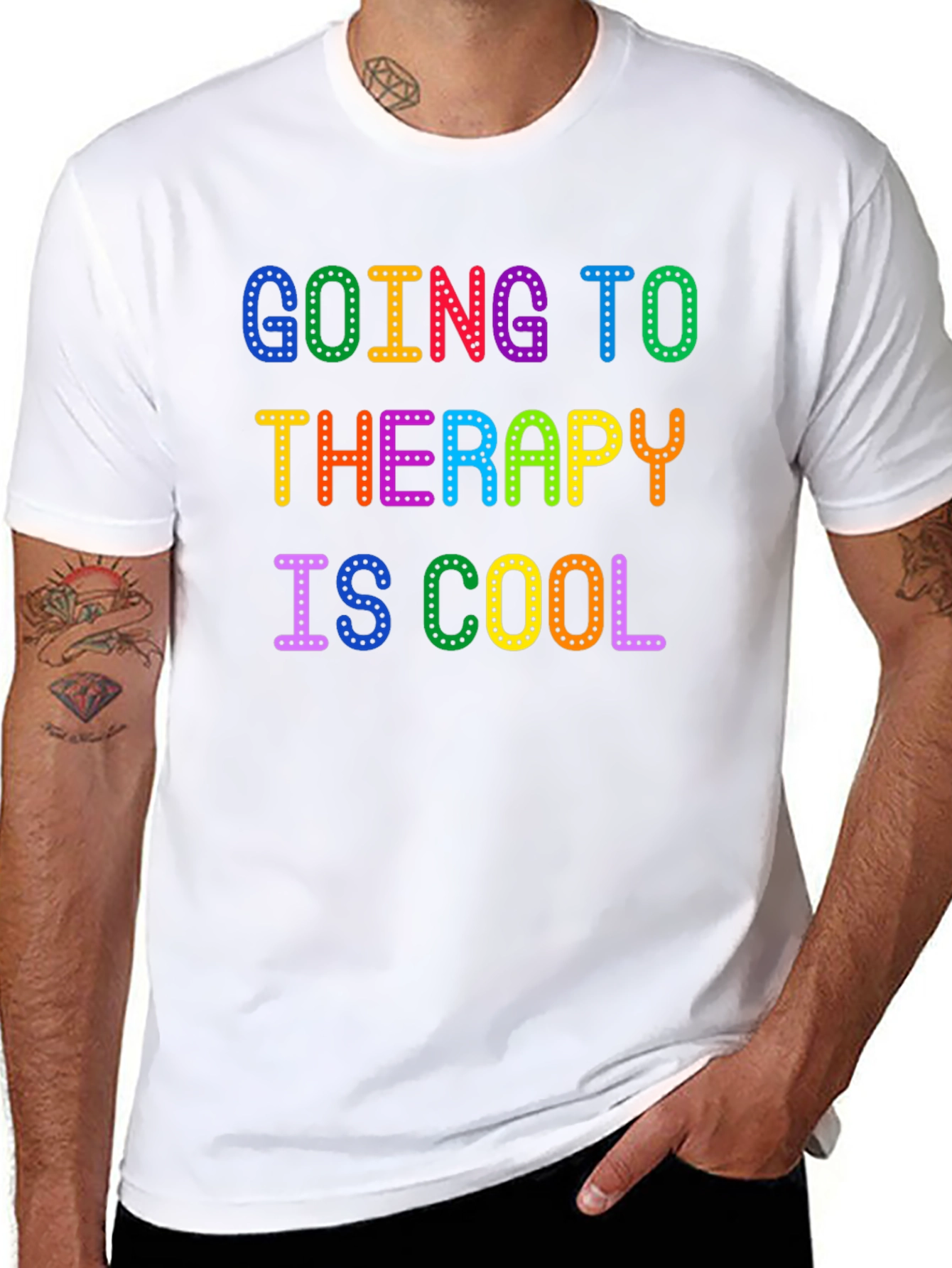 Black Going to Therapy is Cool Graphic T-Shirt view 8