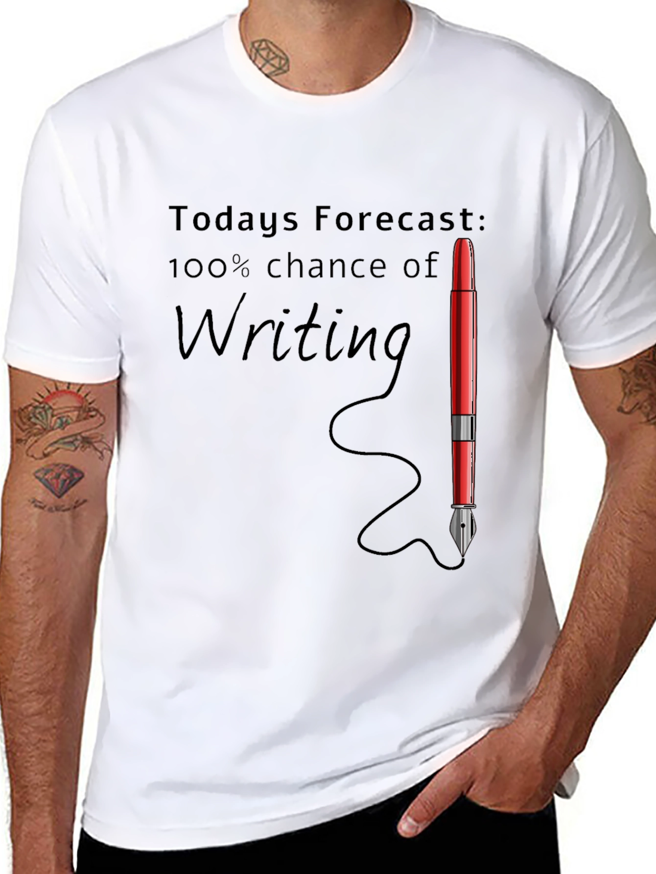 Black Writer's Forecast T-Shirt - 100% Chance of Writing! view 8