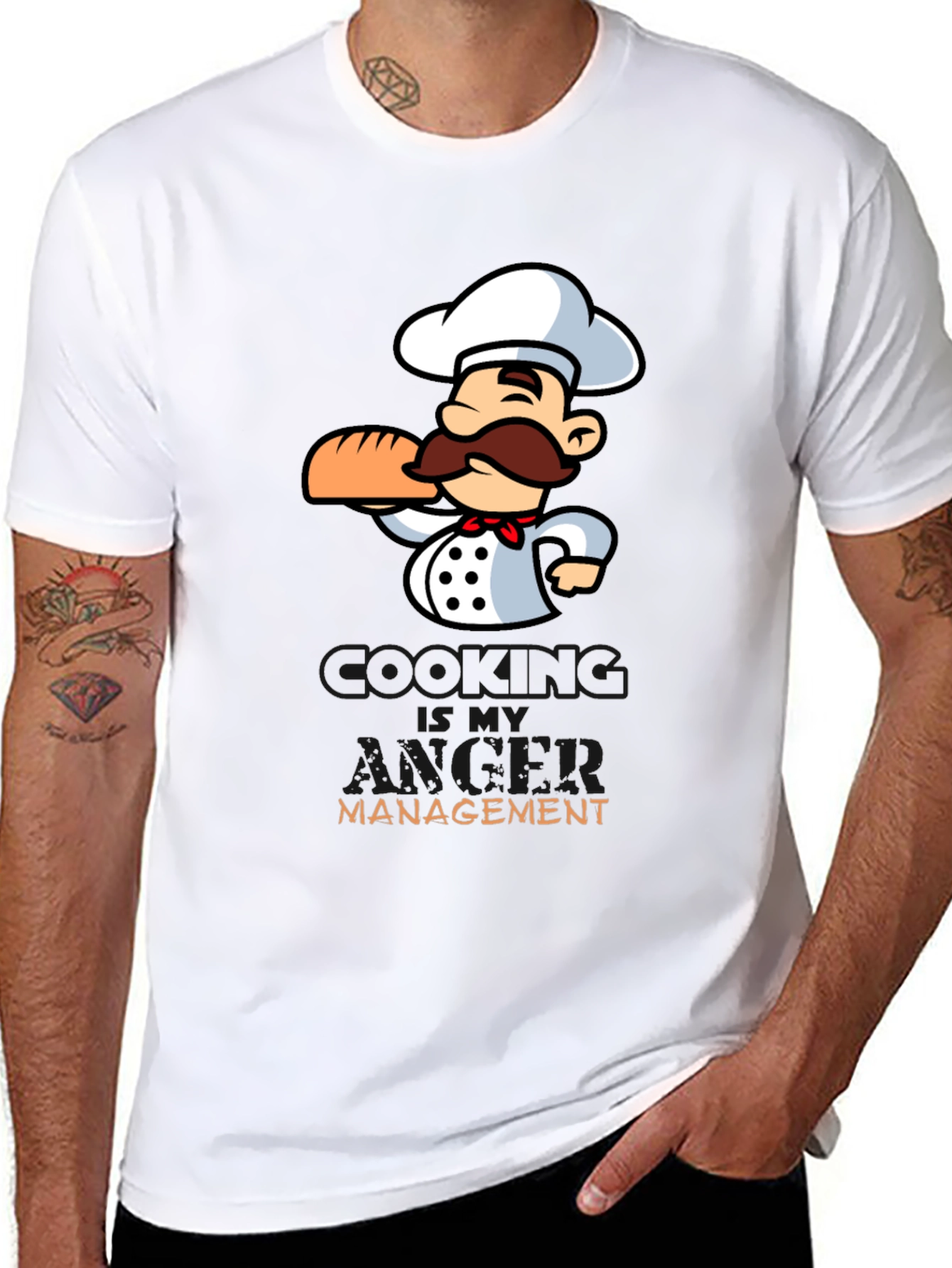 Black Chef Cartoon Graphic T-Shirt - Cooking Management view 8