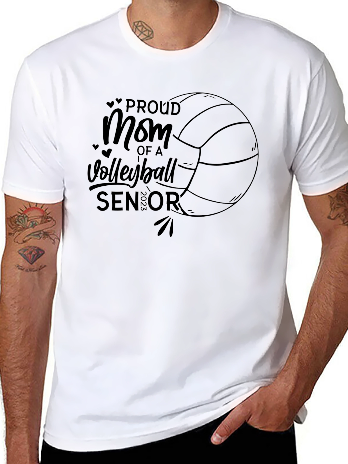 Black Proud Mom of a Volleyball Senior 2023 T-Shirt view 8