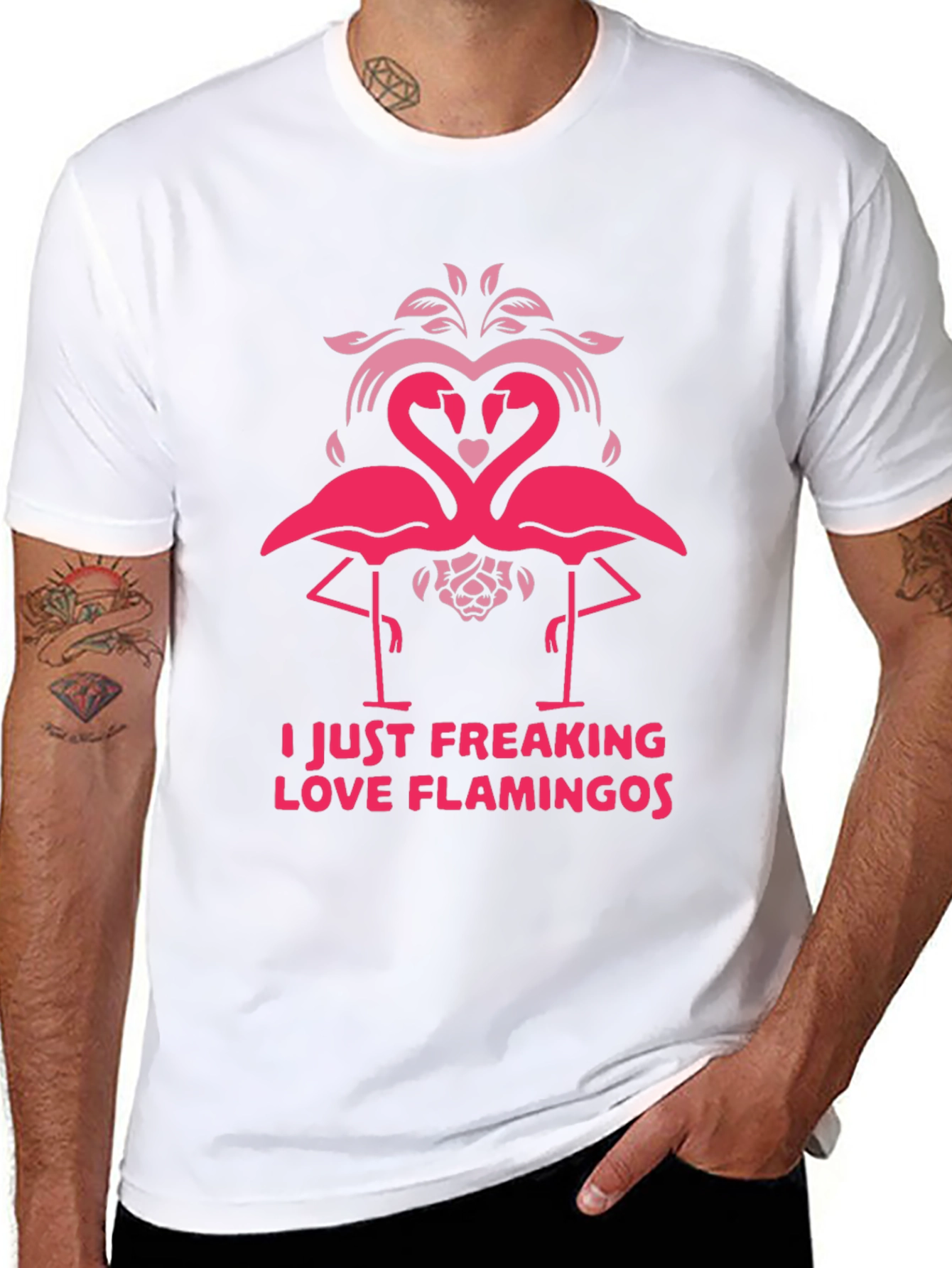 Black I Love Flamingos Graphic T-Shirt - Fun & Stylish view 8