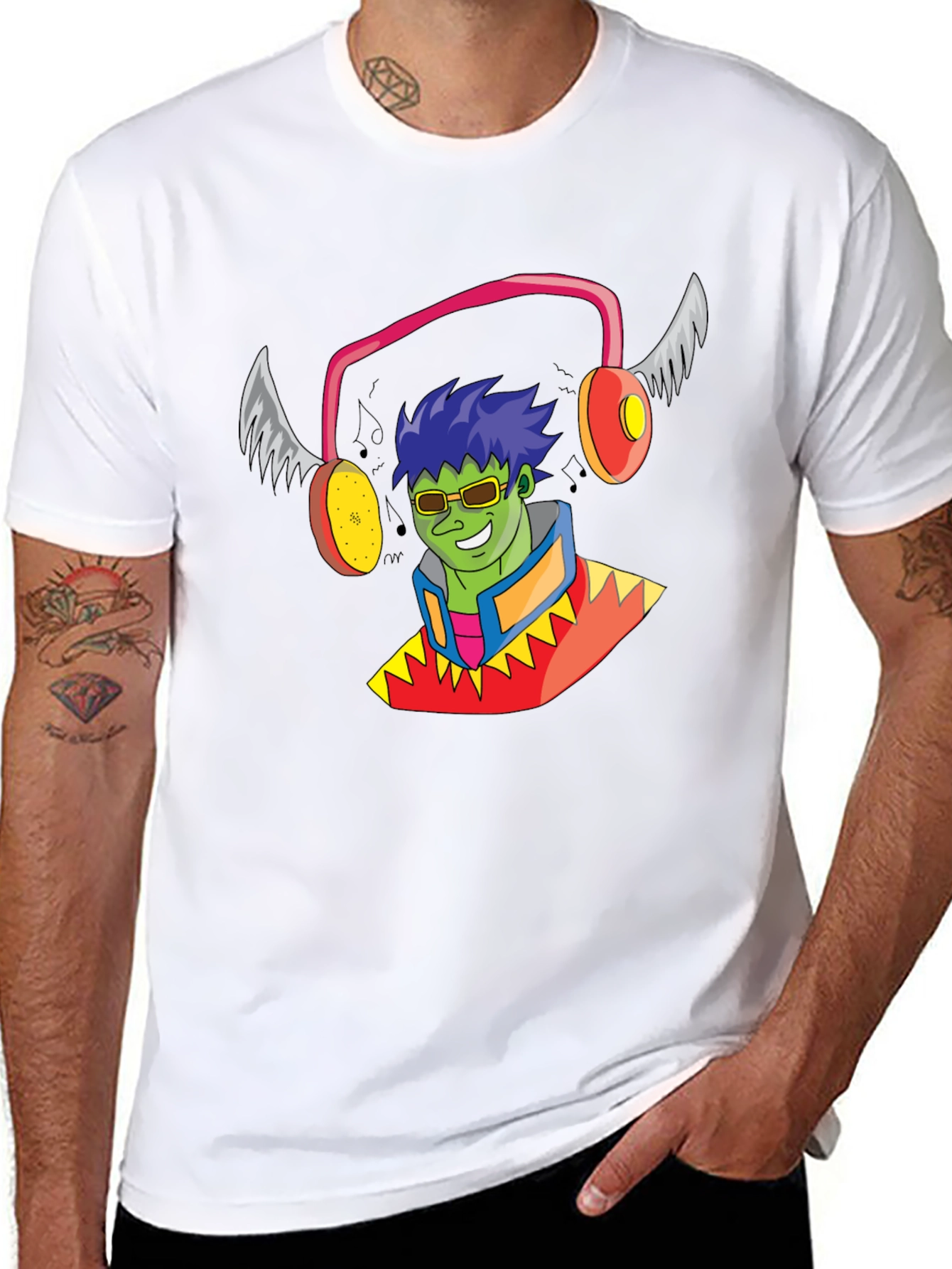 Black Funky Cartoon Character Black T-Shirt view 8