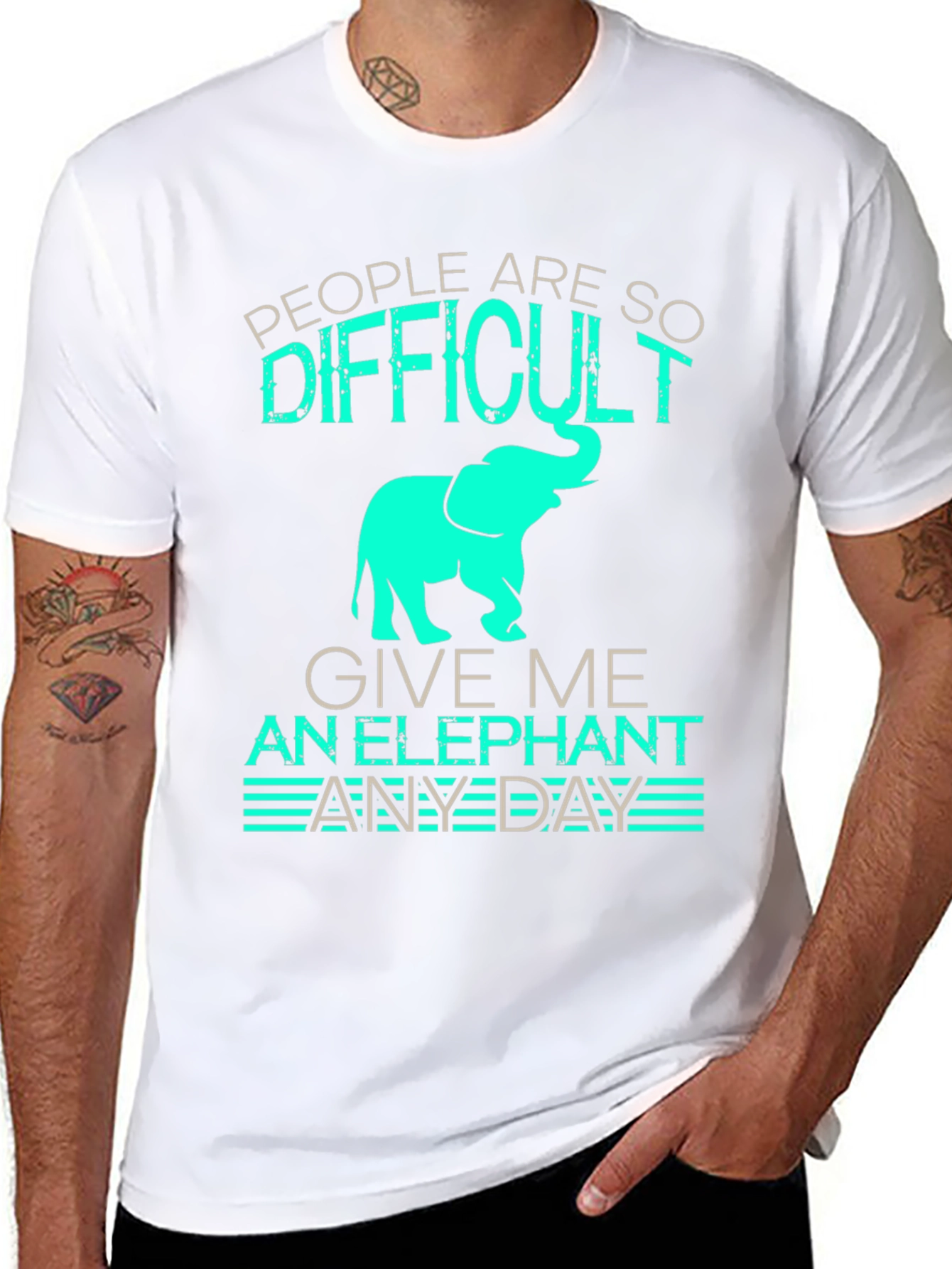 Black Difficult People, Give Me An Elephant Black T-Shirt view 8