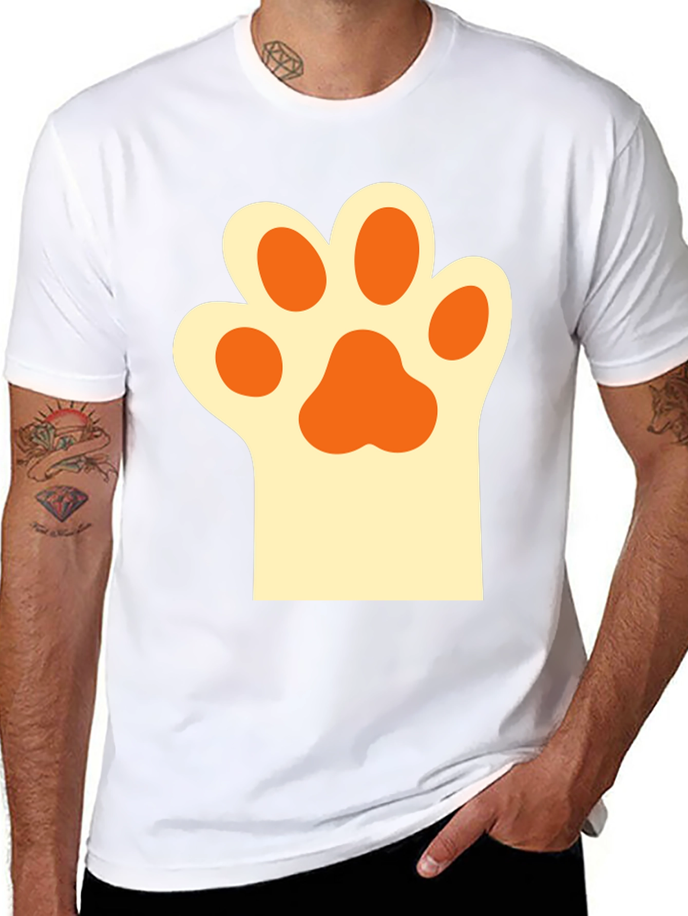 Black Cute Cat Paw Print T-Shirt view 8