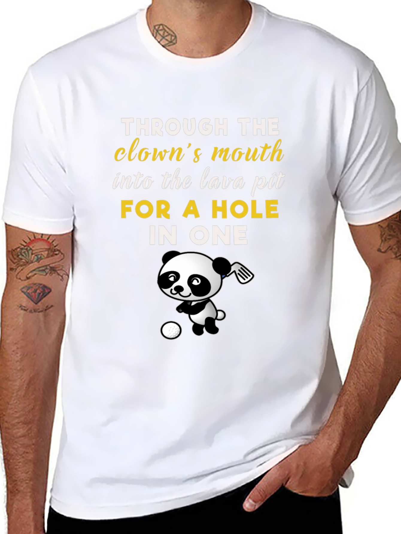 Black Clown's Mouth Golf Panda T-Shirt view 8