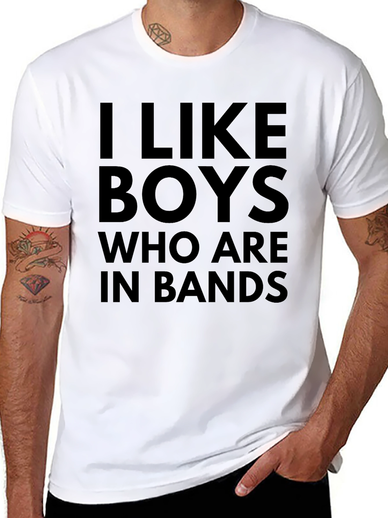 Black I Like Boys Who Are In Bands Black T-Shirt view 8