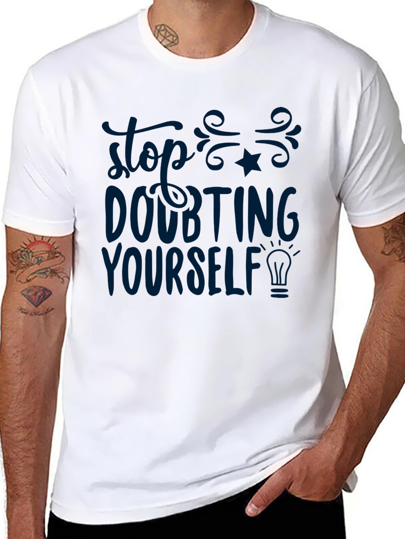 Black Inspirational T-Shirt - Stop Doubting Yourself view 8