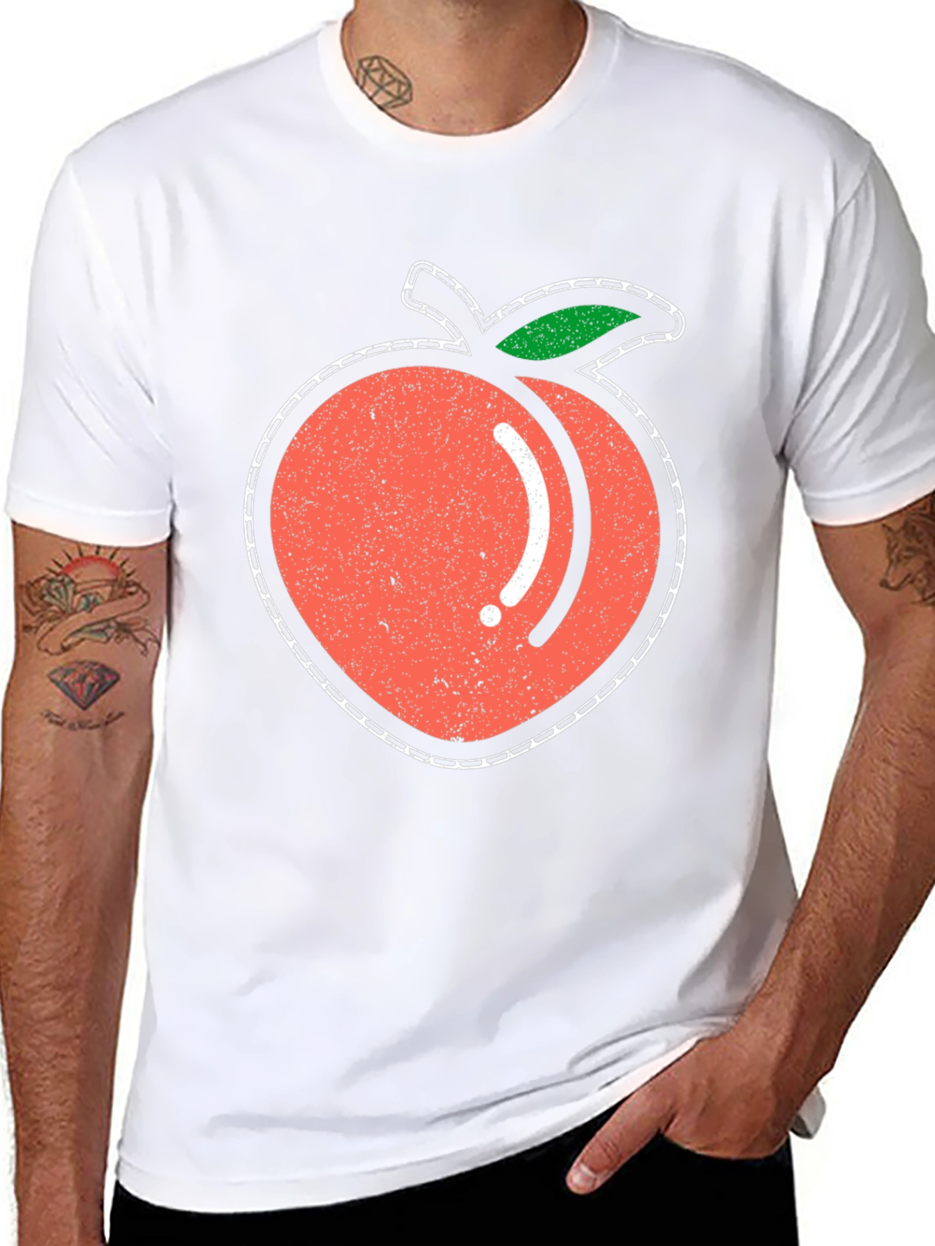 Black Peach Graphic Tee - Black Cotton T-Shirt view 8