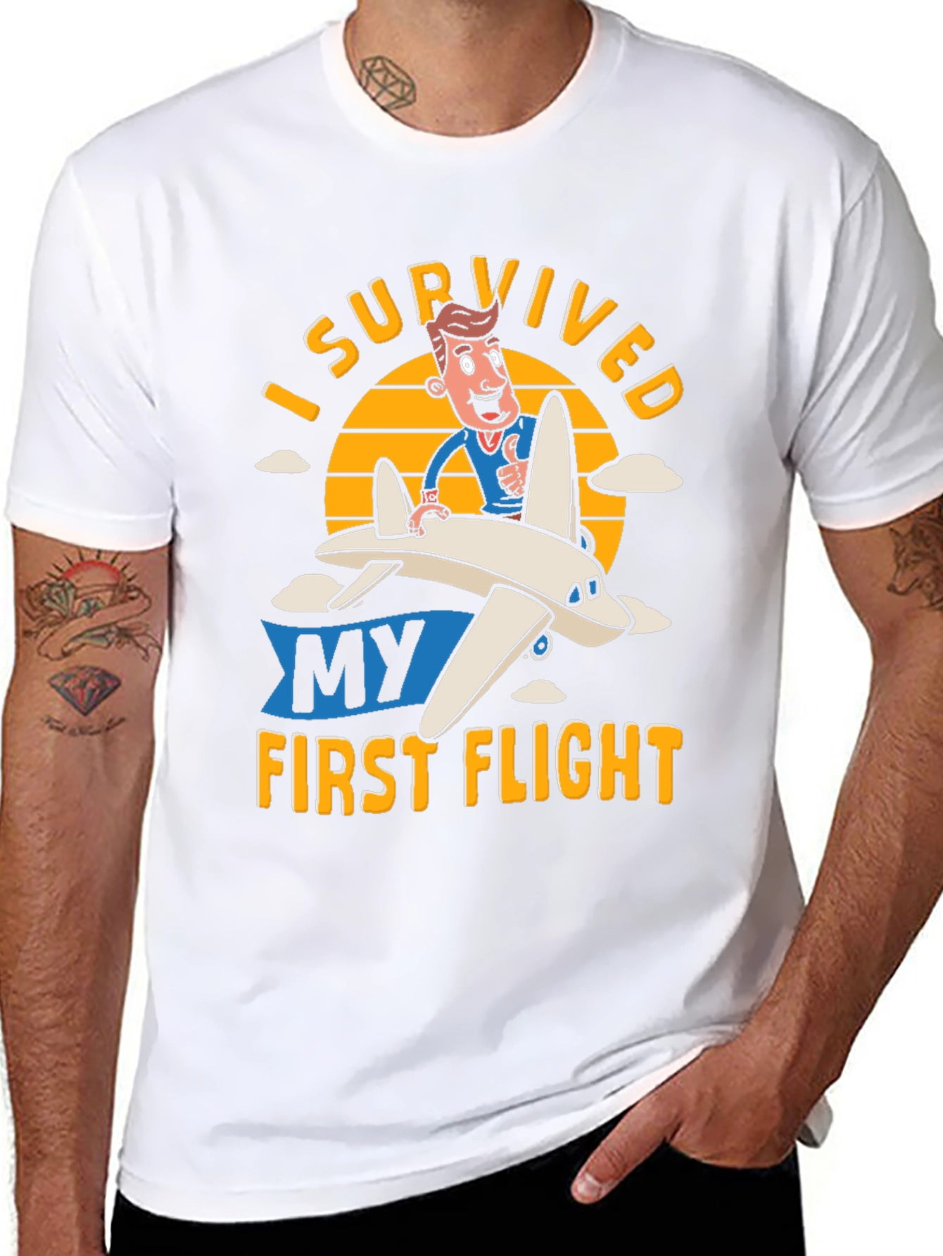 Black I Survived My First Flight T-Shirt view 8