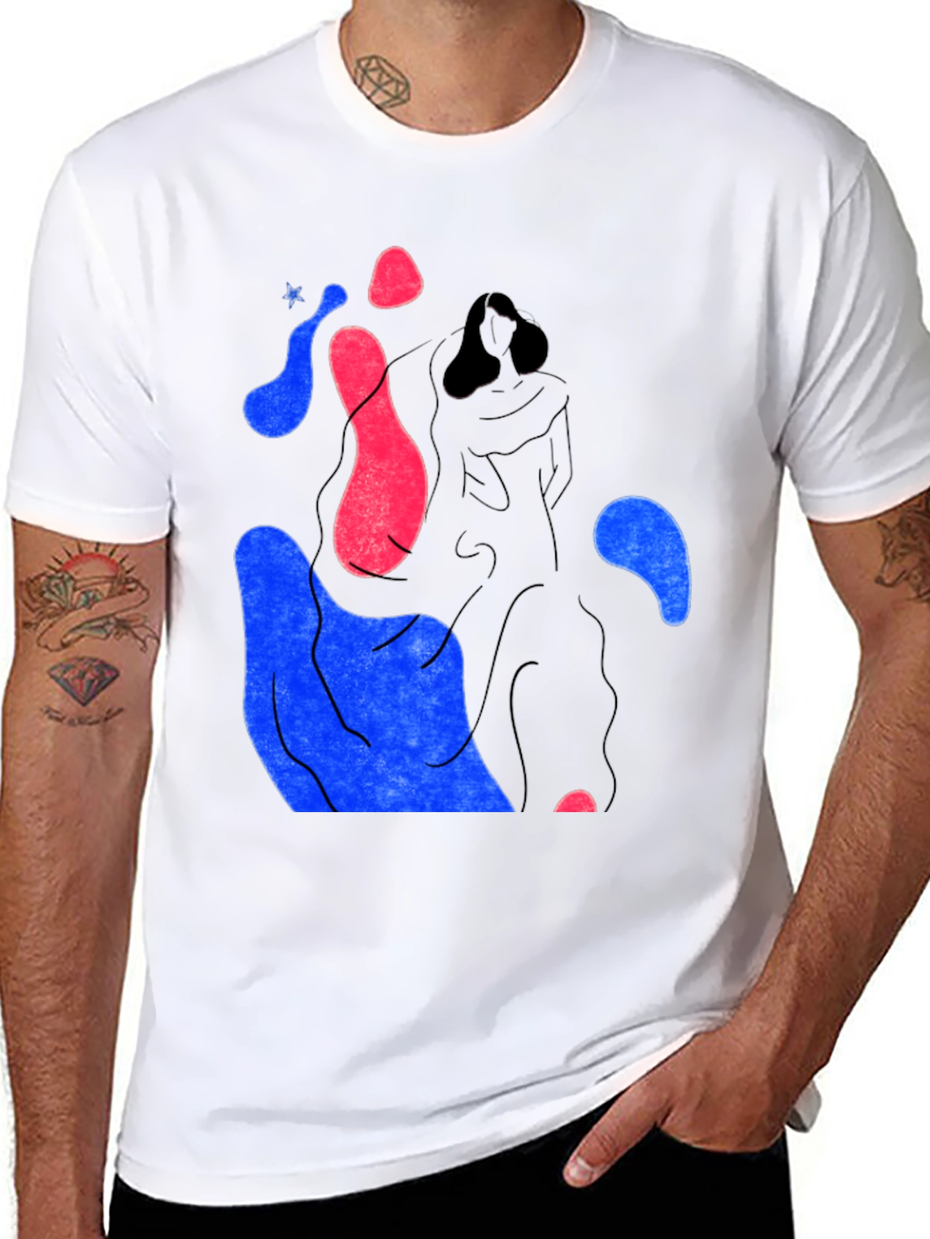 Black Abstract Graphic Print Crew Neck T-Shirt view 8