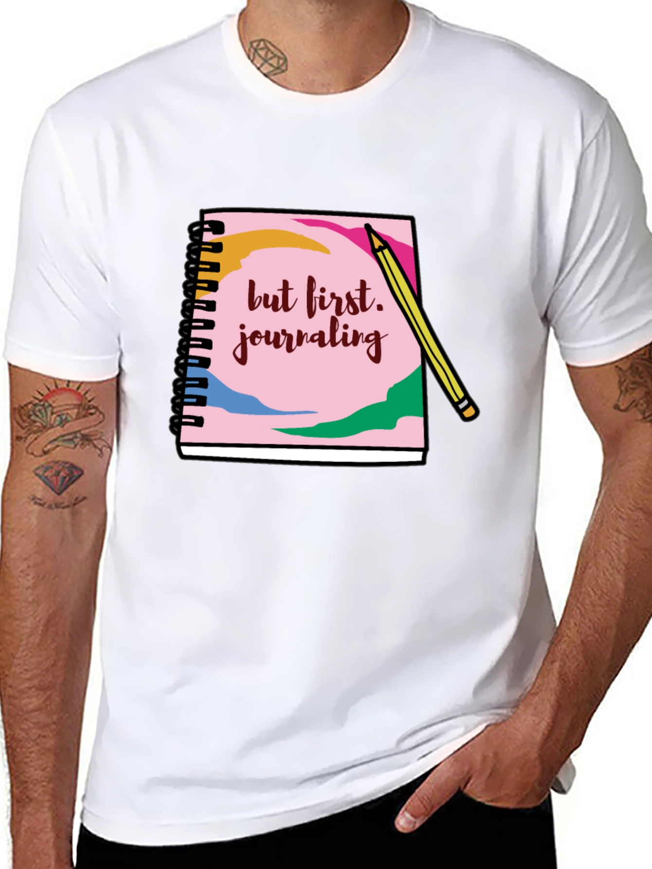 Black Journaling T-Shirt: But First, Journaling! view 8