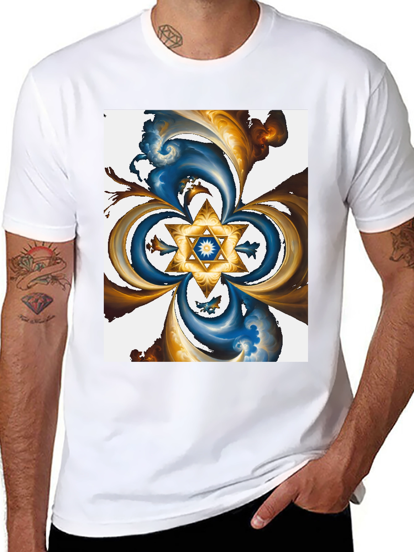 Abstract Star Graphic Tee - Black - 8