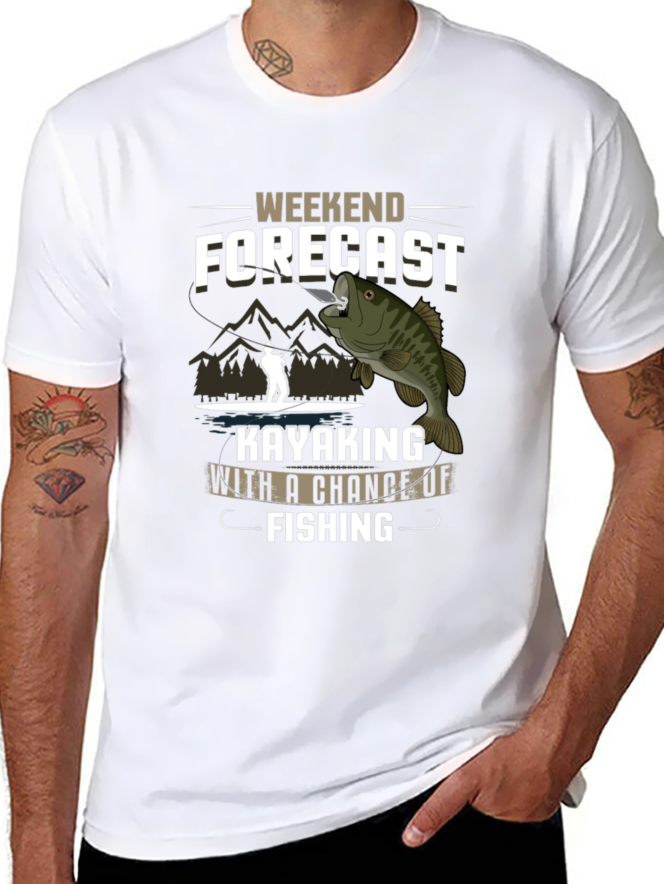 Weekend Forecast Kayaking Fishing Graphic Tee - 8