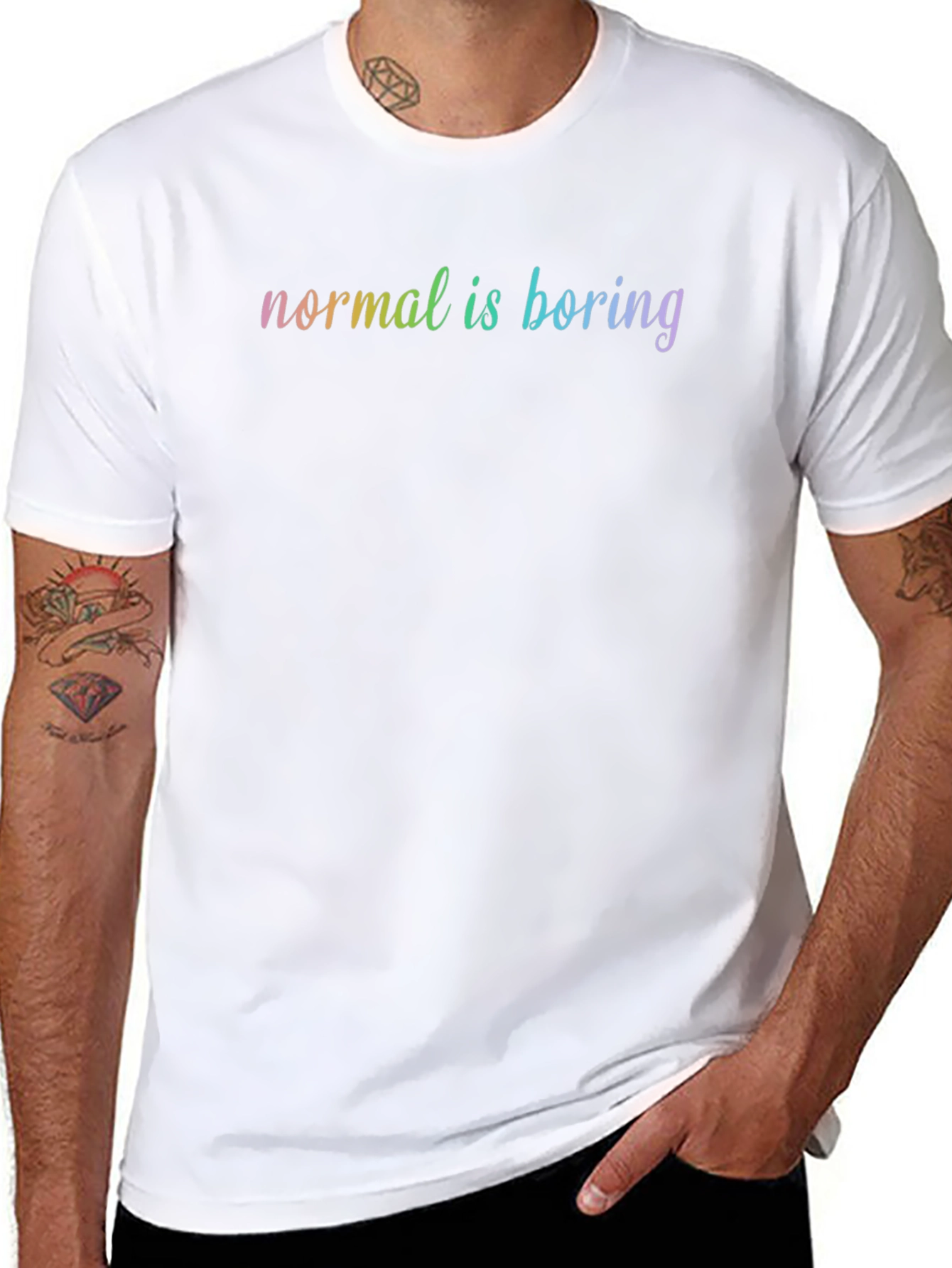 Black Normal is Boring T-Shirt - Black Cotton Tee view 8