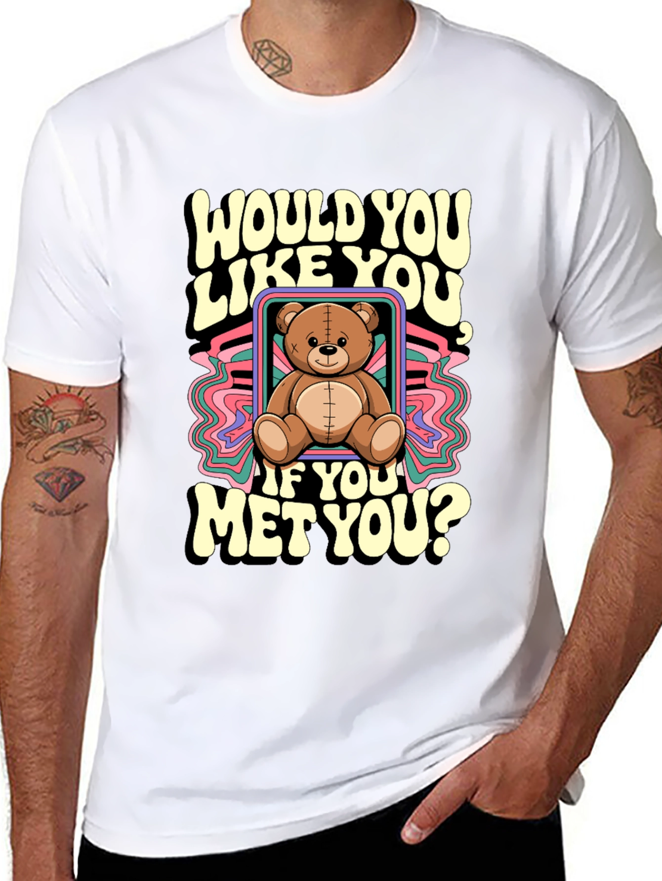 Black Would You Like You Teddy Bear T-Shirt view 8